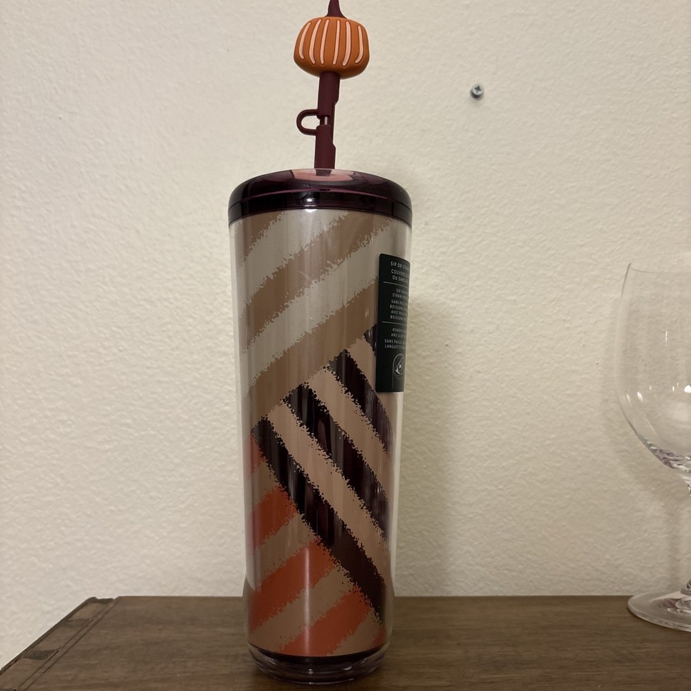 NWT Starbucks Fall Release 2025 Hot/Cold Tumbler w/Pumpkin Topper‎ 24 Oz - Picture 4 of 6